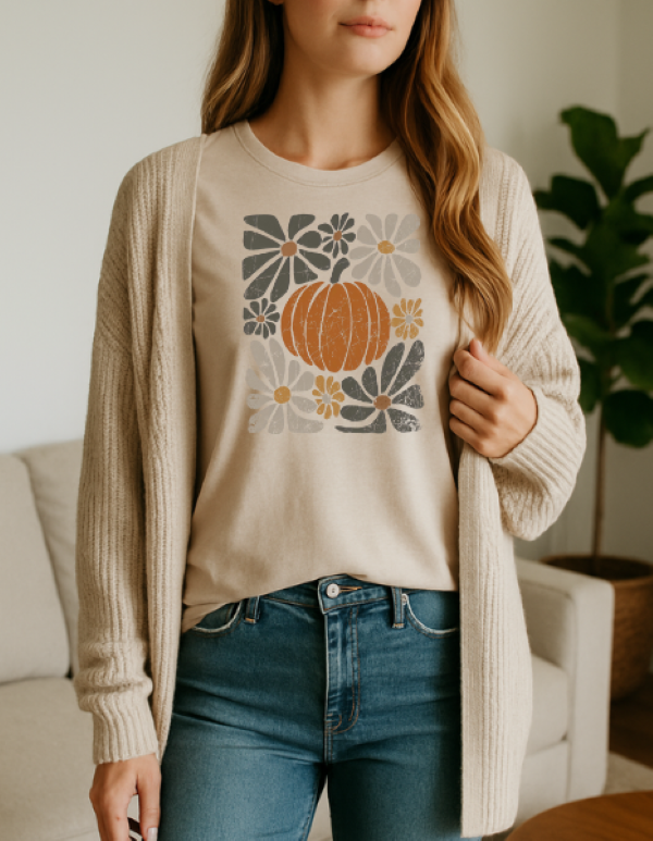 Pumpkin Floral Graphic Tee 5321