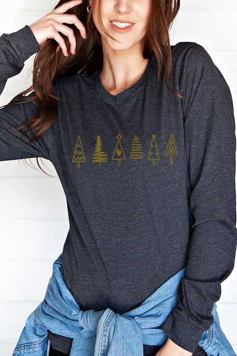 Christmas Trees Gold 4483 Longsleeve